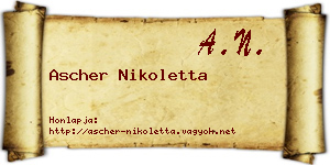 Ascher Nikoletta névjegykártya