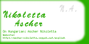 nikoletta ascher business card